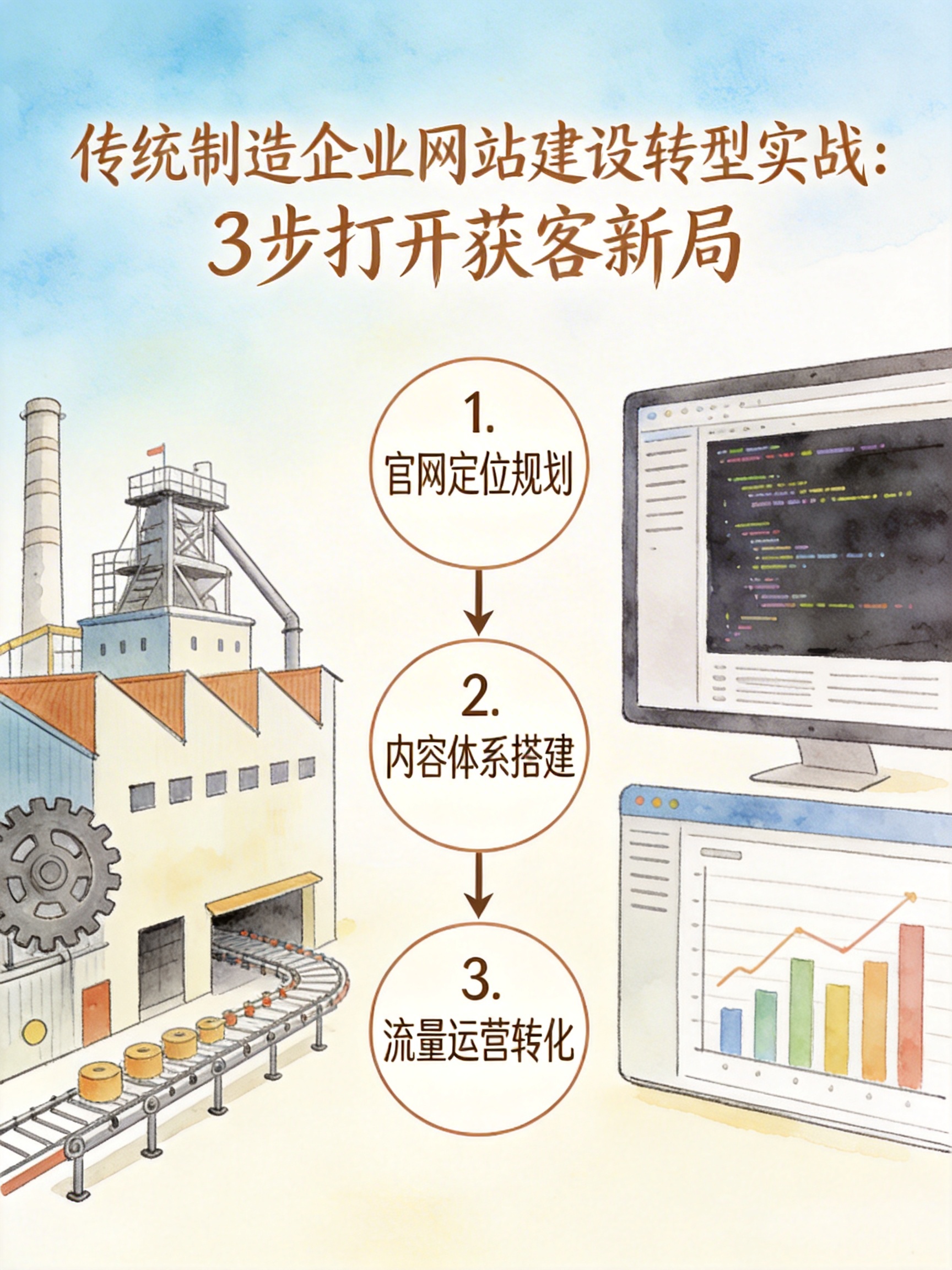 传统制造企业网站建设转型实战：3步打开获客新局