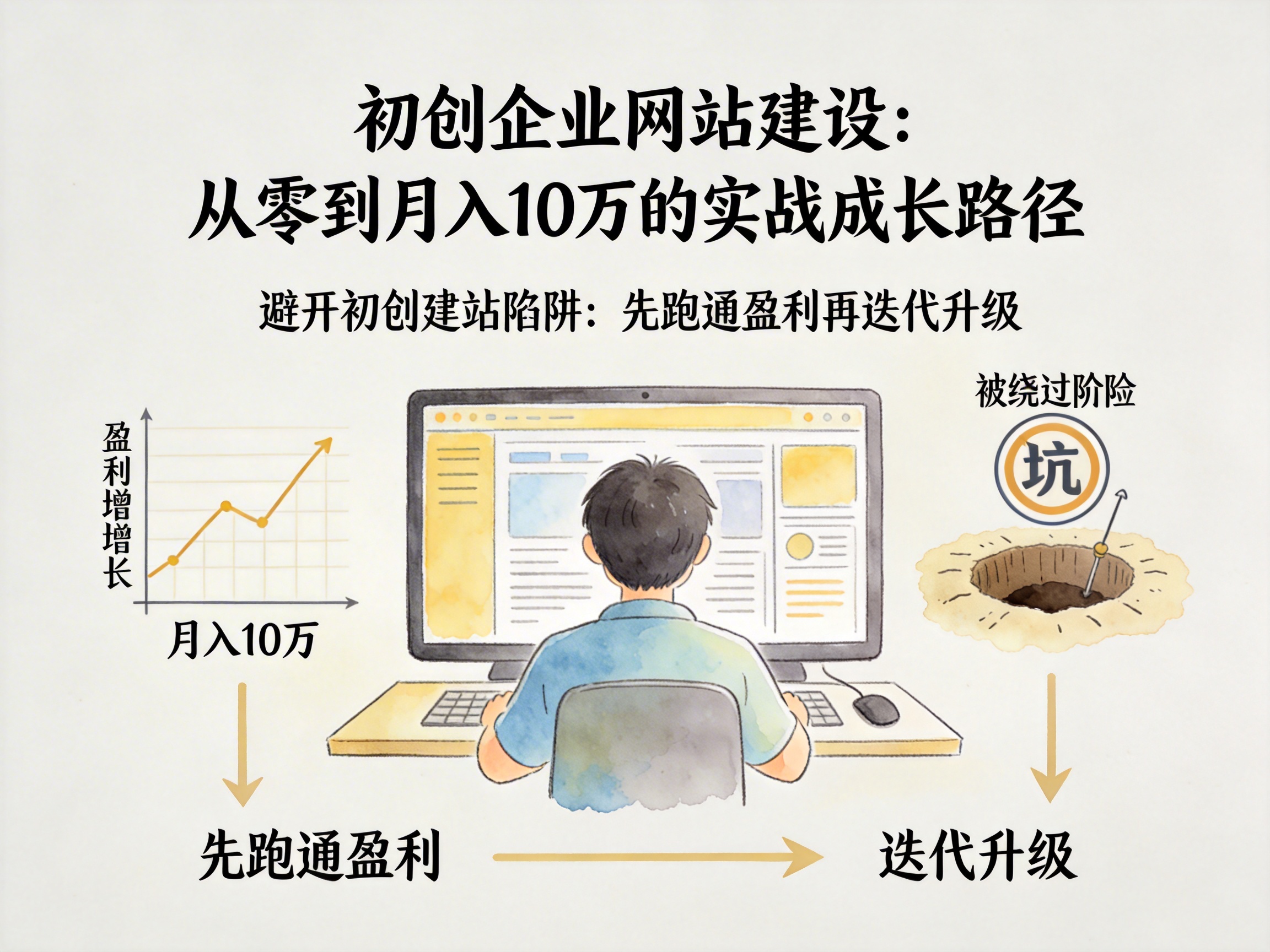 初创企业网站建设：从零到月入10万的实战成长路径 - 配图1